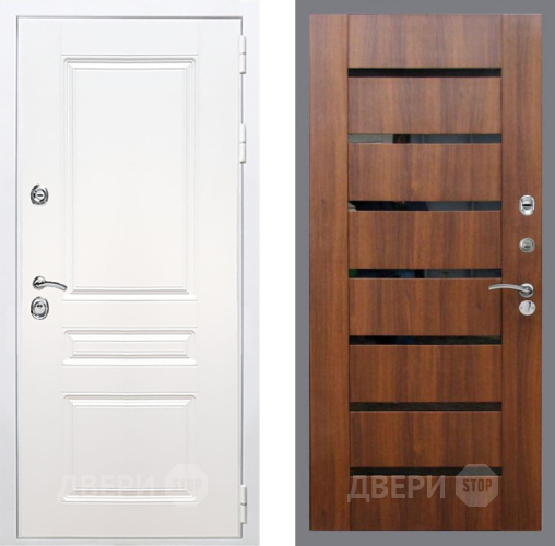 Входная металлическая Дверь Рекс (REX) Премиум-н Силк Сноу СБ-14 стекло черное Орех бренди в Егорьевске