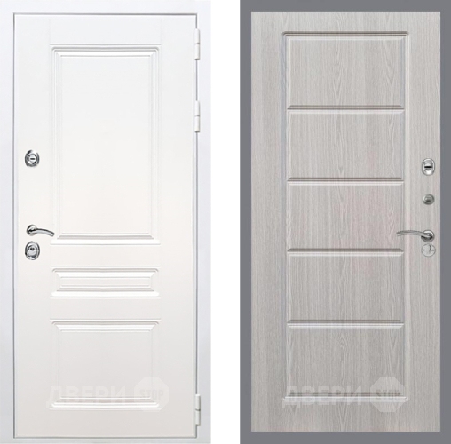 Входная металлическая Дверь Рекс (REX) Премиум-н Силк Сноу FL-39 Беленый дуб в Егорьевске