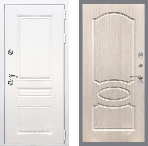 Входная металлическая Дверь Рекс (REX) Премиум-н Силк Сноу FL-128 Беленый дуб в Егорьевске