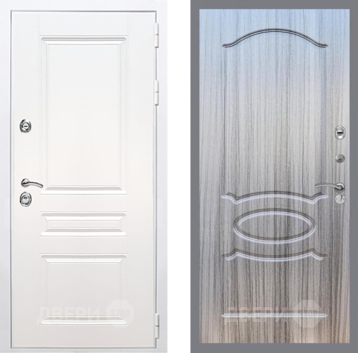 Входная металлическая Дверь Рекс (REX) Премиум-н Силк Сноу FL-128 Сандал грей в Егорьевске