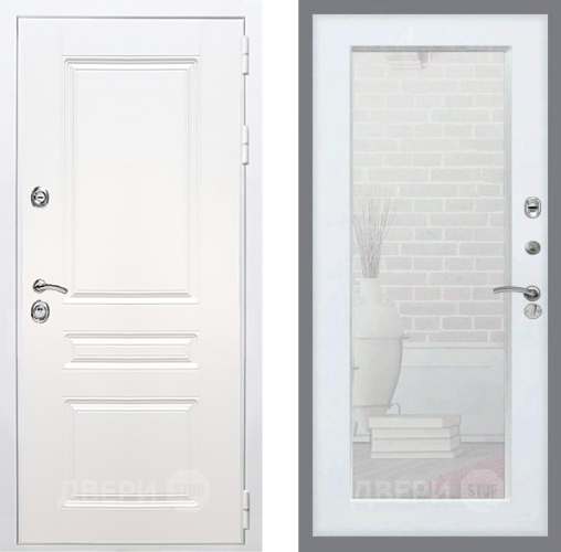 Дверь Рекс (REX) Премиум-н Силк Сноу Зеркало Пастораль Силк Сноу в Егорьевске