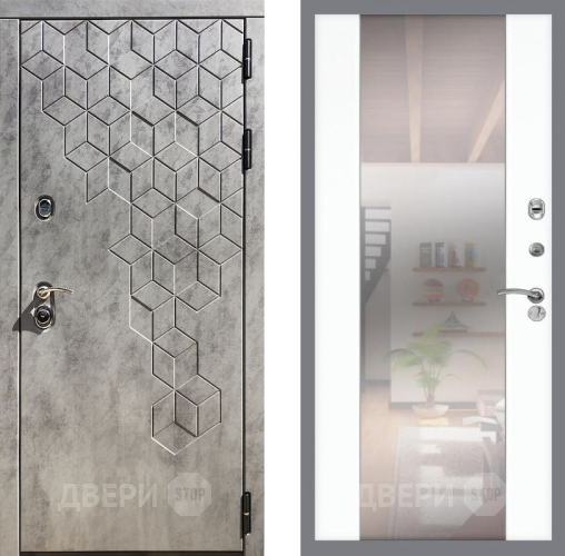 Входная металлическая Дверь Рекс (REX) 23 СБ-16 Зеркало Силк Сноу в Егорьевске