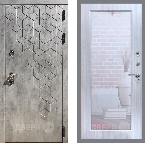 Входная металлическая Дверь Рекс (REX) 23 Зеркало Пастораль Сандал белый в Егорьевске