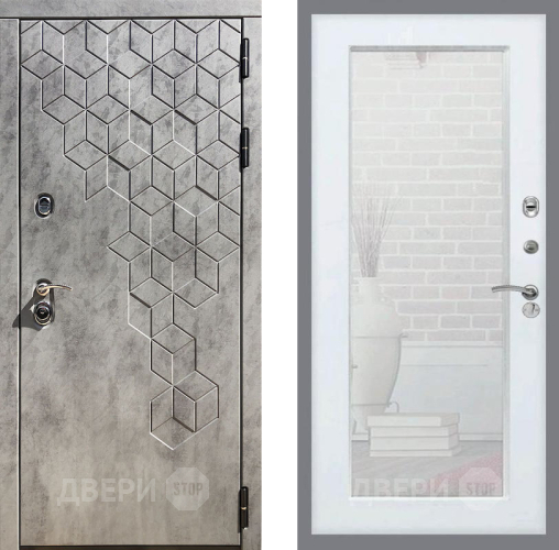 Входная металлическая Дверь Рекс (REX) 23 Зеркало Пастораль Силк Сноу в Егорьевске