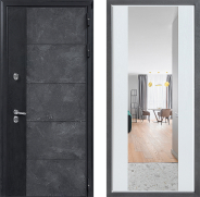 Дверь Дверной континент ДК-15 Бетон ТЕРМО ФЛЗ-1 Зеркало Белое дерево 860х2050 мм